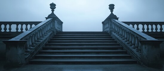 Misty ascension: An evocative monochrome stairway to ethereal heights