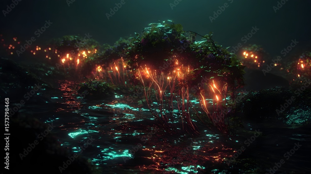 Poster a breathtaking scene of a vibrant multicolored fireworks display reflected in the calm waters of a t