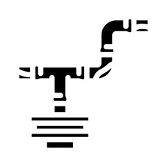 rusted copper pipes leaking heavy metals water supply glyph icon vector illustration