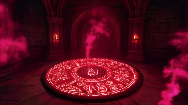 Mystical Ritual Circle in Ancient Dungeon, Magic Portal Atmosphere