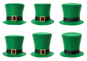 Isolated Transparent Background of Six St Patricks Day Green Hats