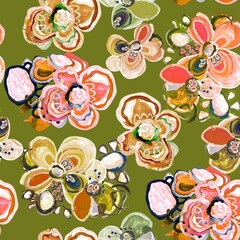 watercolor abstract flowers multi colour allower designs Creation digital new Abstract expert design fabric pattern digital textile design seamless floral pattern creators artist design 