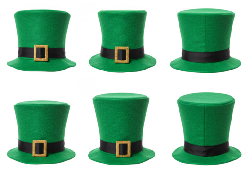 Isolated Transparent Background of Six St Patricks Day Green Hats