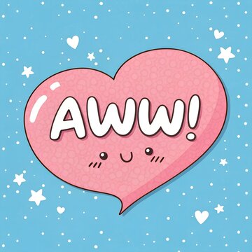 aww handwritten white text in cute comic design