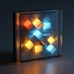 3D LED panel icon in clear acrylic with glowing light, creating a futuristic, minimal effect.