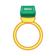 Gold ring with precious stone. Vector illustration of expensive jewelry, in flat style.