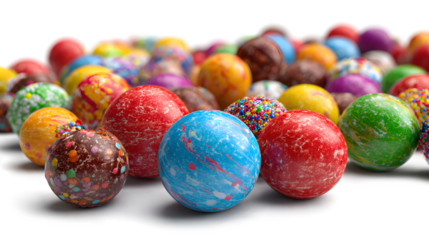 Colorful Candy Balls in Close-up isolated on a white background