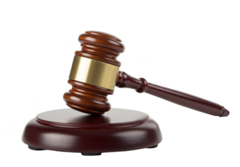 Isolated Transparent Background of Wooden Gavel Hammer Court Object