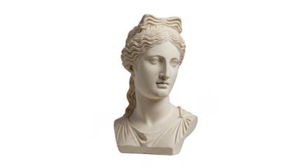 Isolated 3D Render Ancient White Marble Sculpture of a Woman on Transparent