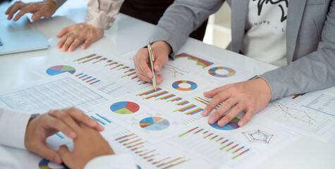 finance team working meeting for estimate capital for prepare plan and budget for financial...