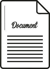 Stylized document icon with handwritten word document and lines isolated on transparent background