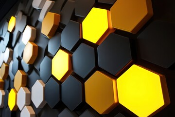 3D LED panel icon displaying sharp contrast of black and yellow lights, offering a dynamic look.