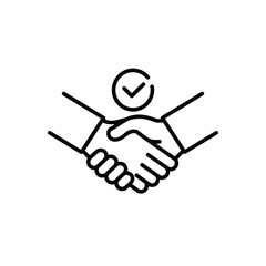 Successful handshake agreement with a checkmark symbol indicating approval