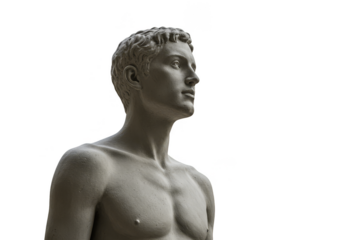 Isolated Transparent Background Stone Statue of Man Greek Sculpture