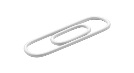 Isolated 3D Rendering of a White Metal Paperclip on Transparent Background
