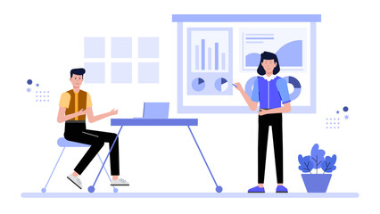 HR specialist organizing diversity training session, flat vector illustration