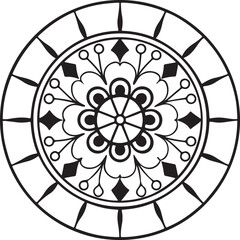  Black & White Geometric Floral Mandala - Intricate Circular Vector Art