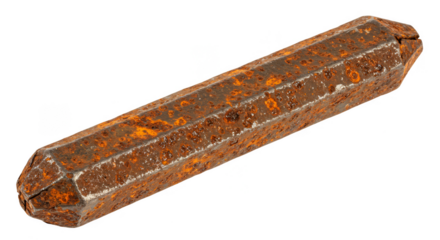 Isolated 3D Rendering of Rusty Hexagonal Metal Bar on Transparent Base