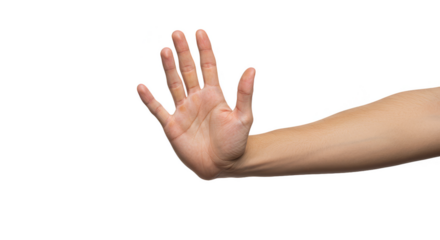 Isolated Transparent Human Hand Stop Gesture on White Background