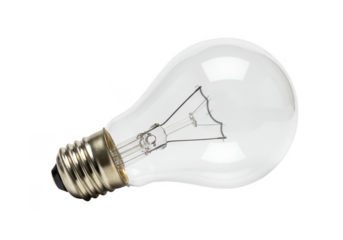 Isolated Transparent Light Bulb Glowing With Clear Glass And Filament