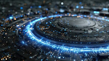 Futuristic technology with glowing circuits and an advanced design, showcasing innovation and modernity. - Powered by Adobe