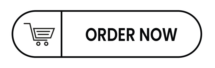 Order Now Button with Cart Icon – Ecommerce UI Element, Flat Design, Add to Cart Vector, Mobile Checkout, Online Store CTA Graphic