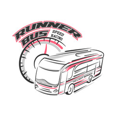 Bus logo template.  illustration of a bus with speedometer.