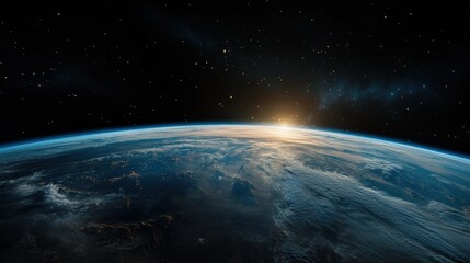 Incredible View of Earth From Space: An Astronaut Navigating Through a Dusty Cosmic Storm Near Our Blue Planet