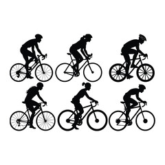Obraz premium Minimalist Black and White Silhouettes of Cyclists