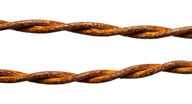 Isolated Abstract Twisted Copper Wire Cable Metal on Transparent Background