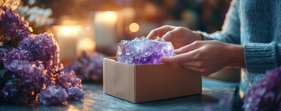 Concept of a young couple moving into a new home. Close-up of a man using tape to seal a cardboard box in preparation for the move, Generative AI