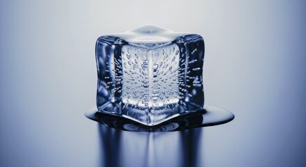 Frozen Beauty: Close-Up of an Ice Cube with Air Bubbles