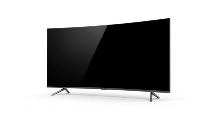 lcd tv screen Sleek Curved Screen Smart TV with Blank Display on White