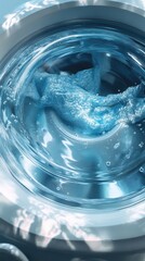 A blue glass with water in it