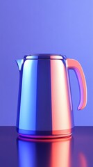 A silver tea kettle is sitting on a table
