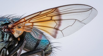 Macro Photograph of a Fly Wing - Detailed Insect Anatomy Close-Up
