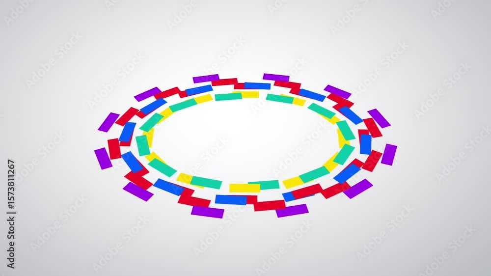 Aufkleber colorful rectangular blocks form a continuous loop, illustrating data cycles, digital continuity, or