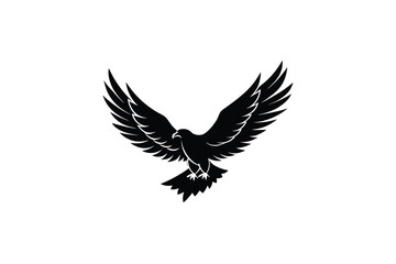 Obraz premium Majestic Eagle Soaring with Open Wings in Black and White Silhouette