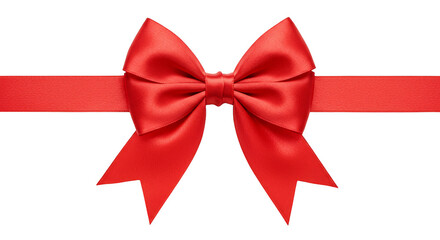 Isolated Background of a Red Ribbon Bow for Decoration and Celebration