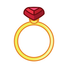 Gold ring with a stone. Illustration of a jewel, an expensive gift.
