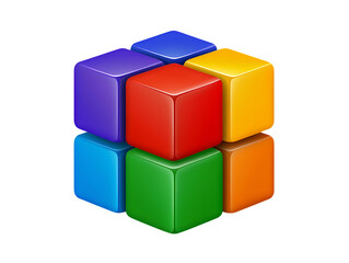 Obraz premium Colorful Glossy Cubes Arranged in a Larger Cube on Transparent Backdrop Illustration