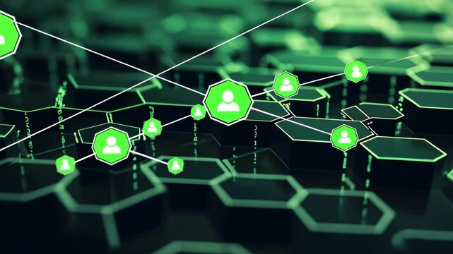 Digital green matrix hex code creating a textured background with depth and detail, Digital background green matrix Hex computer code Seamless 3D render