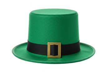 Illustration Glittery Green Leprechaun Hat with Black Band Isolated