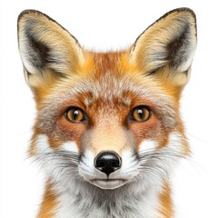 Fototapeta premium Close Up Red Fox Portrait Against White Background