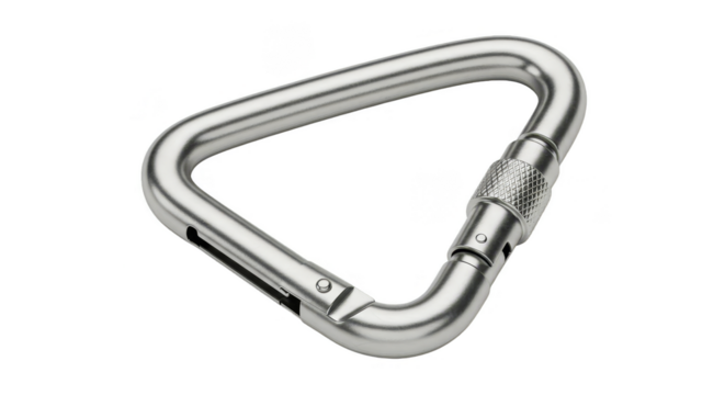 Isolated Triangle Carabiner Silver Metallic Hook Climbing Equipment