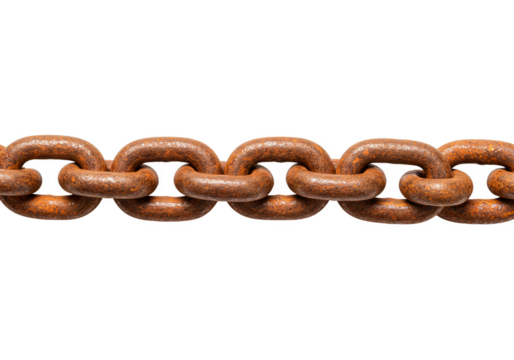 Isolated Background of Rusty Metal Chain Links with Brown Corrosion