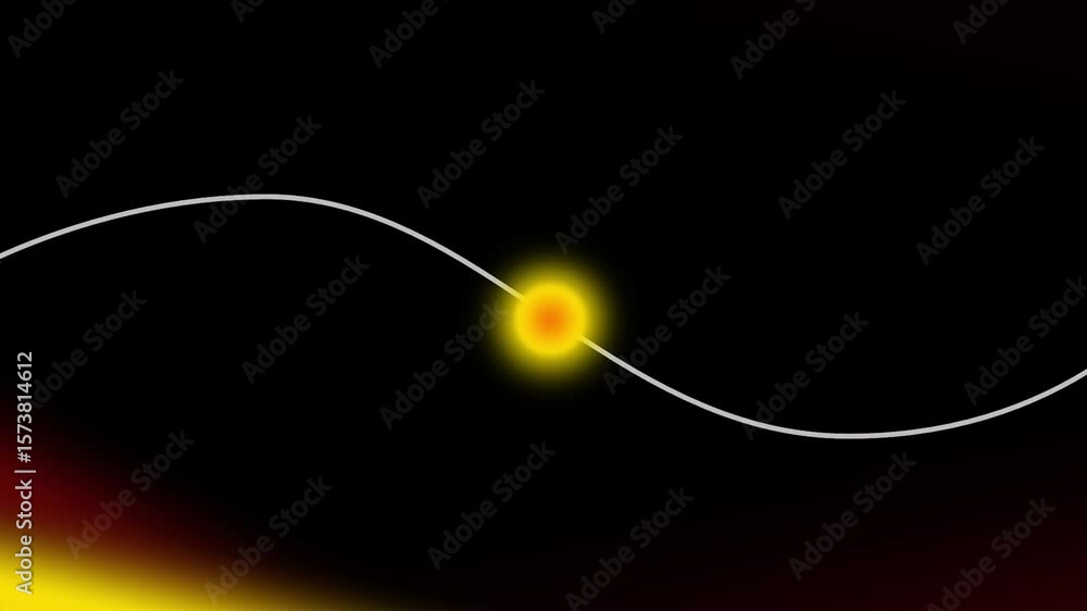 Aufkleber a single glowing yellow node rides along a dark signal curve, illustrating point-to-point data movem