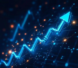 Obraz premium Rising Fast in Digital Light Markets Pulse with Power and Data The Future Trades in Blue Where Growth Meets Innovation