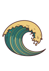 Illustration Of A Cartoon Wave In Teal And Beige Isolated On Background