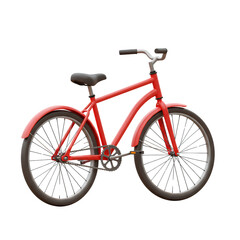 Obraz premium Detailed Red Bicycle on Transparent Background Featuring Dark Tires and Seat